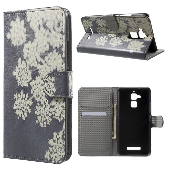 Asus Zenfone 3 Max  Handy Case - Hülle aus Leder - weisse Blumen