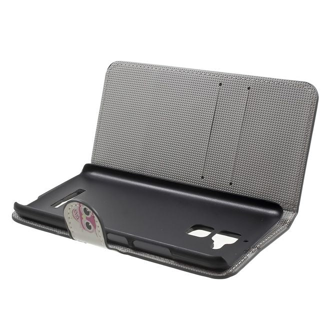 Asus Zenfone 3 Max  Handy Case - Hülle aus Leder - süsse Eulenfamilie