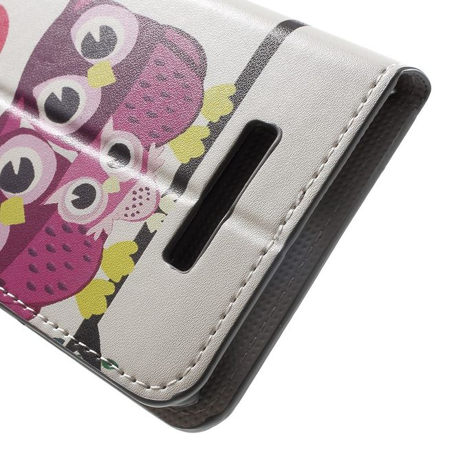 Asus Zenfone 3 Max  Handy Case - Hülle aus Leder - süsse Eulenfamilie