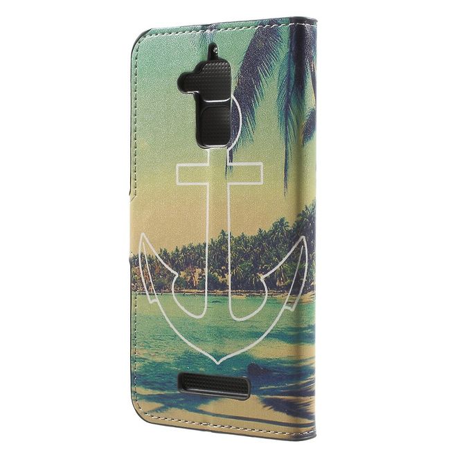 Asus Zenfone 3 Max  Handy Case - Hülle aus Leder - Strand und Anker