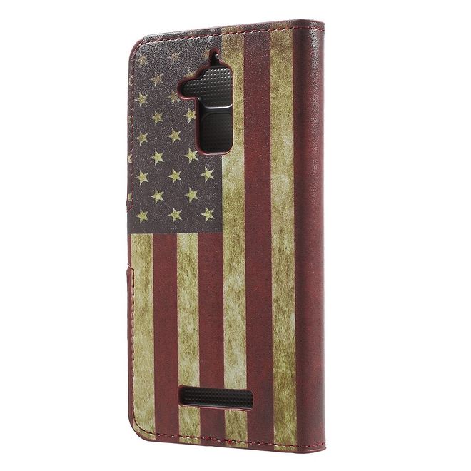 Asus Zenfone 3 Max  Handy Case - Hülle aus Leder - USA Flagge im Retrolook
