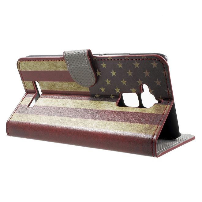 Asus Zenfone 3 Max  Handy Case - Hülle aus Leder - USA Flagge im Retrolook