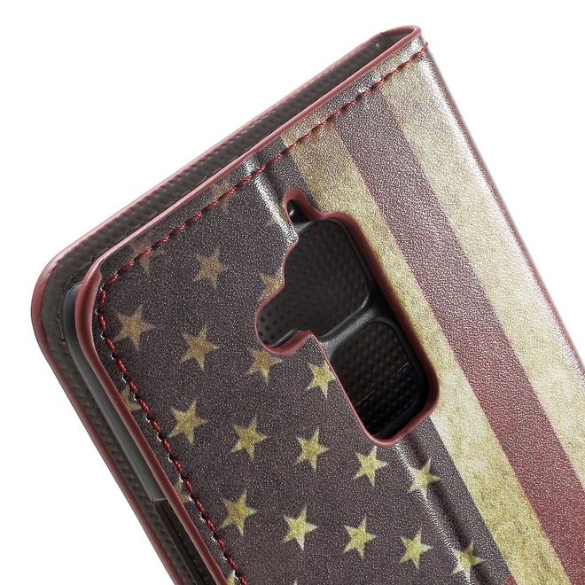 Asus Zenfone 3 Max  Handy Case - Hülle aus Leder - USA Flagge im Retrolook