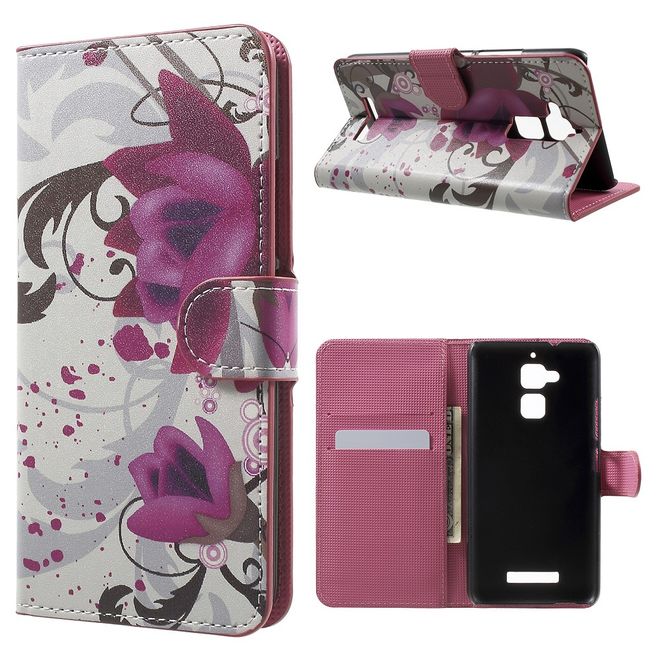 Asus Zenfone 3 Max  Handy Case - Hülle aus Leder - Lotus Blumen