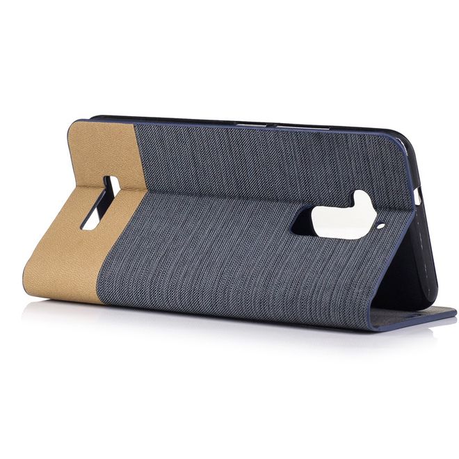 Hülle für Asus Zenfone 3 Max  - Cover aus Leder/Stoff - zweifarbig - mit Kreditkartenslots - dunkelgrau