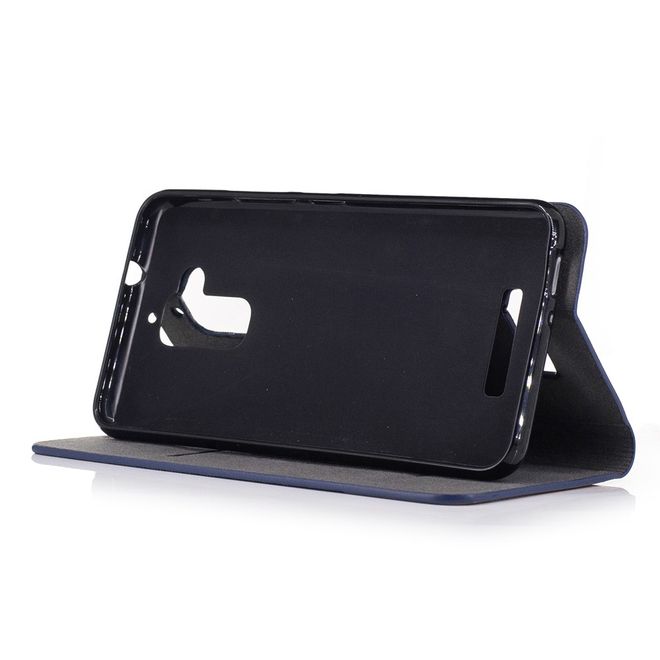 Hülle für Asus Zenfone 3 Max  - Cover aus Leder/Stoff - zweifarbig - mit Kreditkartenslots - dunkelgrau