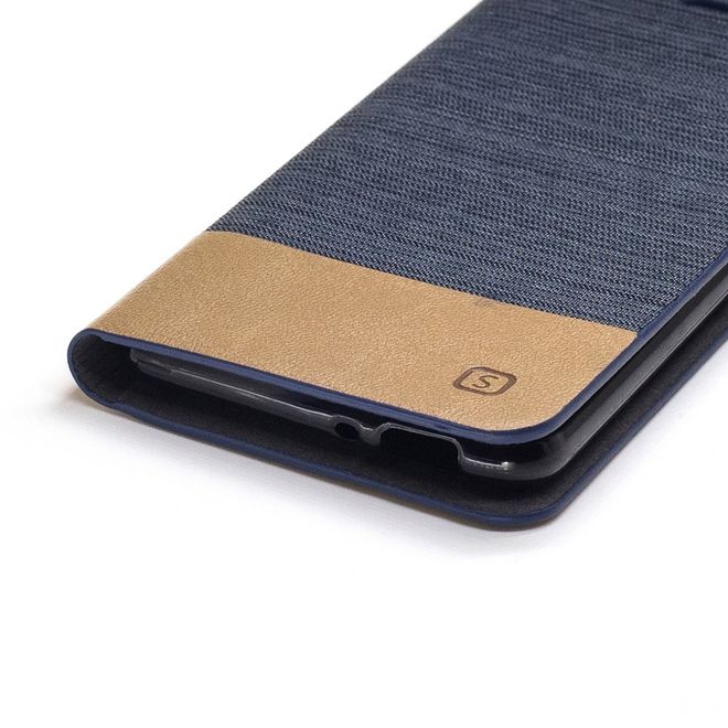 Hülle für Asus Zenfone 3 Max  - Cover aus Leder/Stoff - zweifarbig - mit Kreditkartenslots - dunkelgrau