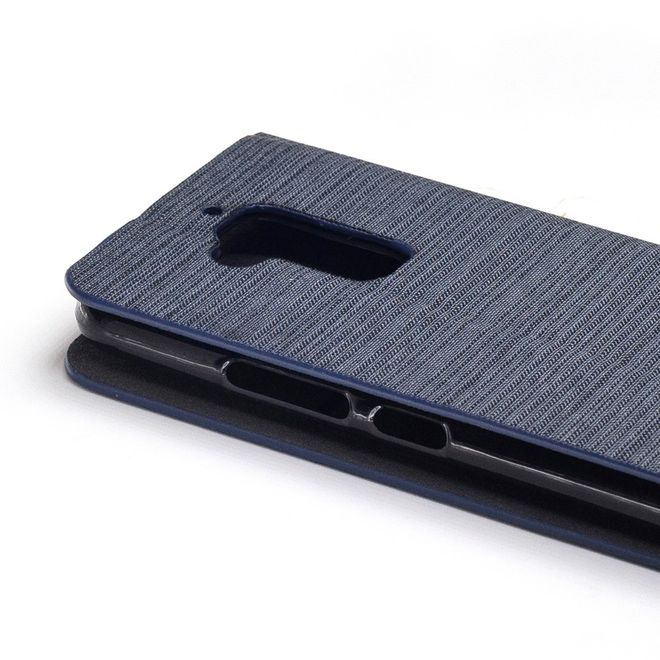 Hülle für Asus Zenfone 3 Max  - Cover aus Leder/Stoff - zweifarbig - mit Kreditkartenslots - dunkelgrau