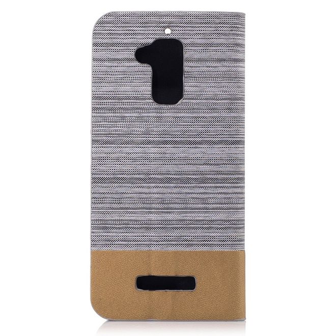 Hülle für Asus Zenfone 3 Max  - Cover aus Leder/Stoff - zweifarbig - mit Kreditkartenslots - hellgrau