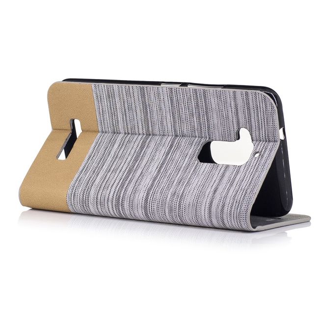 Hülle für Asus Zenfone 3 Max  - Cover aus Leder/Stoff - zweifarbig - mit Kreditkartenslots - hellgrau