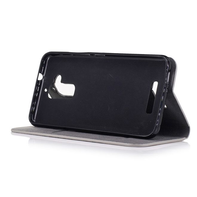 Hülle für Asus Zenfone 3 Max  - Cover aus Leder/Stoff - zweifarbig - mit Kreditkartenslots - hellgrau