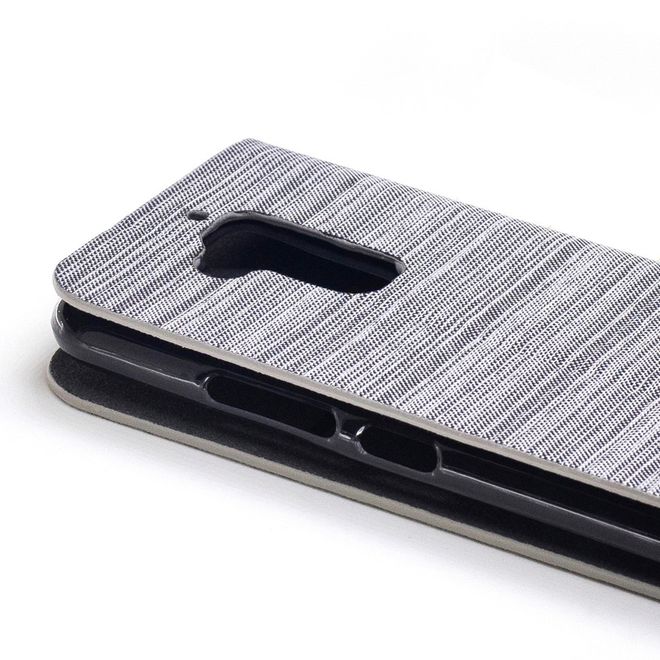 Hülle für Asus Zenfone 3 Max  - Cover aus Leder/Stoff - zweifarbig - mit Kreditkartenslots - hellgrau