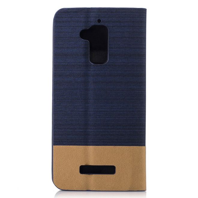 Hülle für Asus Zenfone 3 Max  - Cover aus Leder/Stoff - zweifarbig - mit Kreditkartenslots - dunkelblau