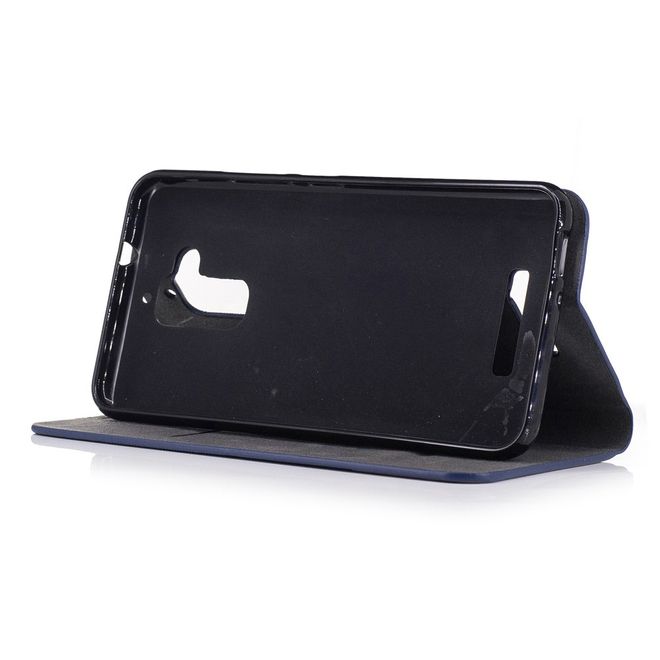 Hülle für Asus Zenfone 3 Max  - Cover aus Leder/Stoff - zweifarbig - mit Kreditkartenslots - dunkelblau