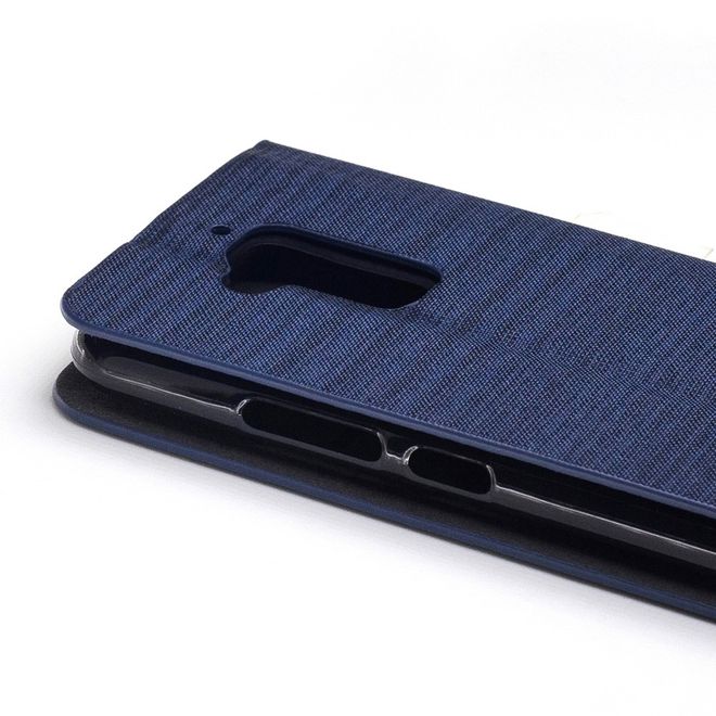 Hülle für Asus Zenfone 3 Max  - Cover aus Leder/Stoff - zweifarbig - mit Kreditkartenslots - dunkelblau