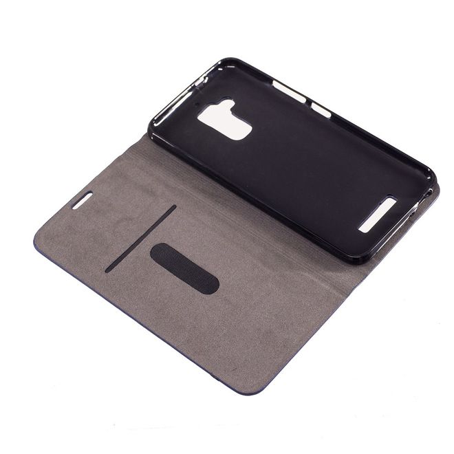 Hülle für Asus Zenfone 3 Max  - Cover aus Leder/Stoff - zweifarbig - mit Kreditkartenslots - dunkelblau