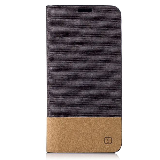 Hülle für Asus Zenfone 3 Max  - Cover aus Leder/Stoff - zweifarbig - mit Kreditkartenslots - kaffeefarben