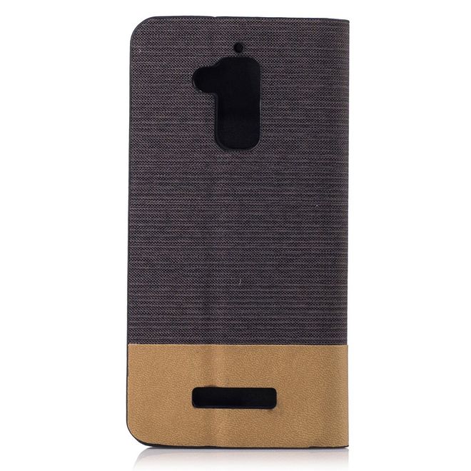 Hülle für Asus Zenfone 3 Max  - Cover aus Leder/Stoff - zweifarbig - mit Kreditkartenslots - kaffeefarben