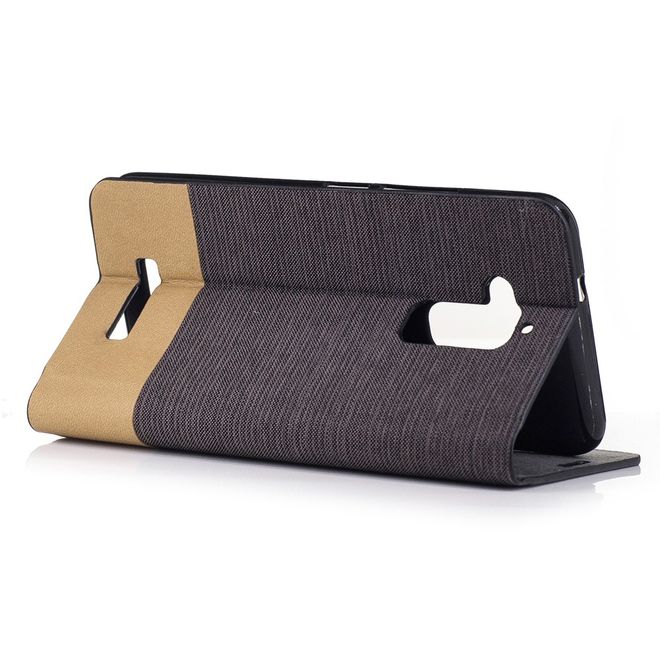 Hülle für Asus Zenfone 3 Max  - Cover aus Leder/Stoff - zweifarbig - mit Kreditkartenslots - kaffeefarben