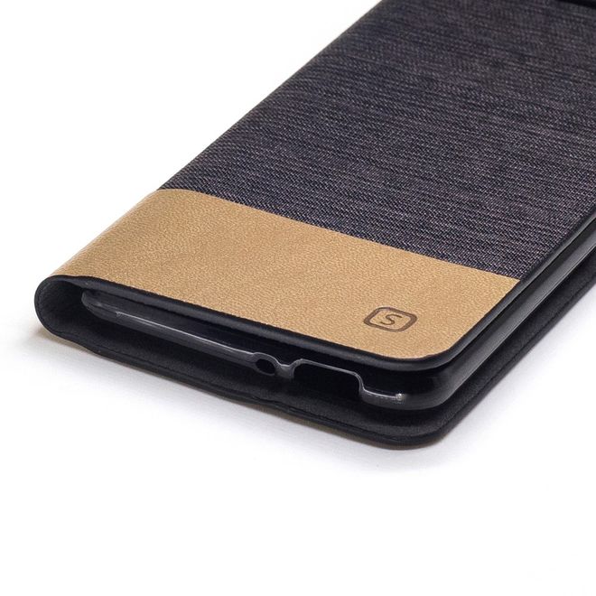 Hülle für Asus Zenfone 3 Max  - Cover aus Leder/Stoff - zweifarbig - mit Kreditkartenslots - kaffeefarben