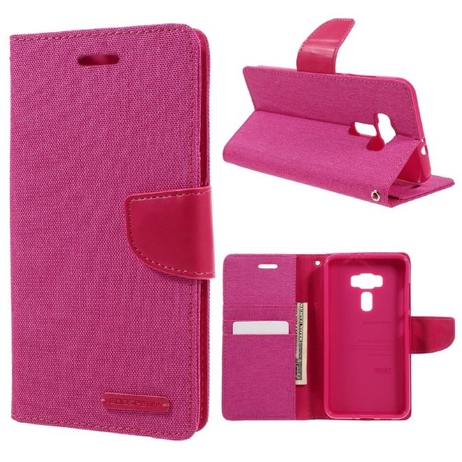 Goospery - Asus Zenfone 3 Hülle - Handy Bookcover - Canvas Diary Series - pink