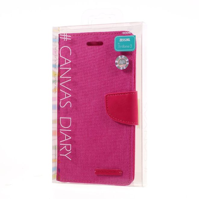 Goospery - Asus Zenfone 3 Hülle - Handy Bookcover - Canvas Diary Series - pink