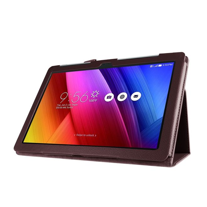 Hülle für Asus ZenPad 10 - Case aus Leder - mit Litchitextur und Standfunktion - braun