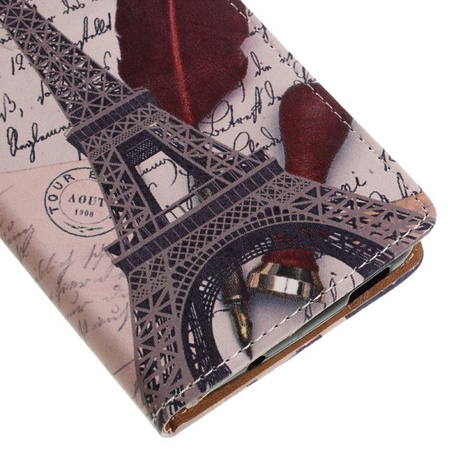 Hülle für BlackBerry DTEK60 - Case aus Leder - Eiffelturm und Feder