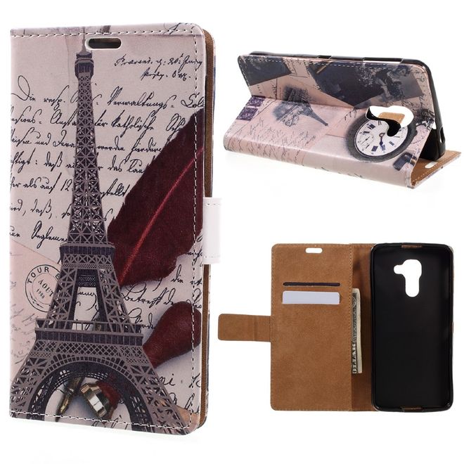 Hülle für BlackBerry DTEK60 - Case aus Leder - Eiffelturm und Feder