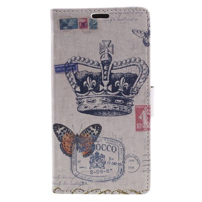 Hülle für BlackBerry DTEK60 - Case aus Leder - Krone und Schmetterling