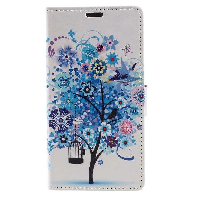 Hülle für BlackBerry DTEK60 - Case aus Leder - blauer Baum