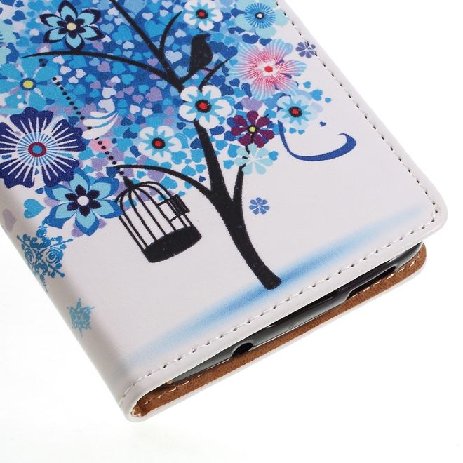 Hülle für BlackBerry DTEK60 - Case aus Leder - blauer Baum