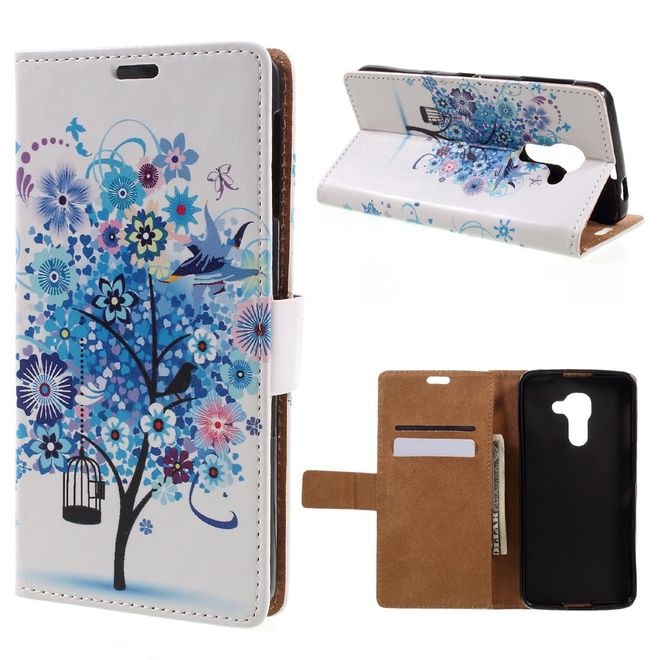 Hülle für BlackBerry DTEK60 - Case aus Leder - blauer Baum