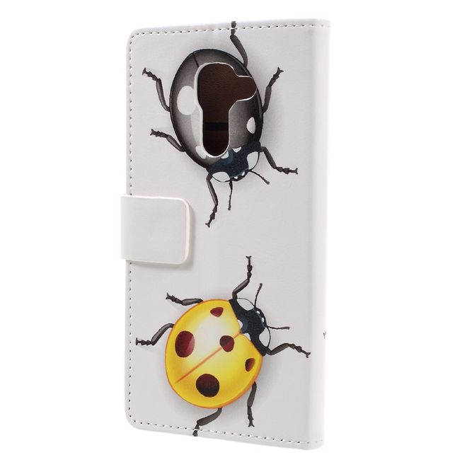 Hülle für BlackBerry DTEK60 - Case aus Leder - farbige Marienkäfer