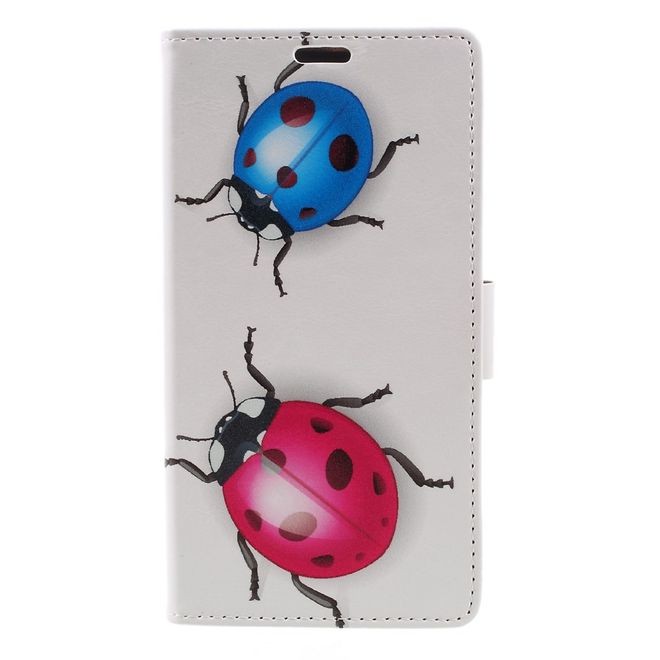 Hülle für BlackBerry DTEK60 - Case aus Leder - farbige Marienkäfer