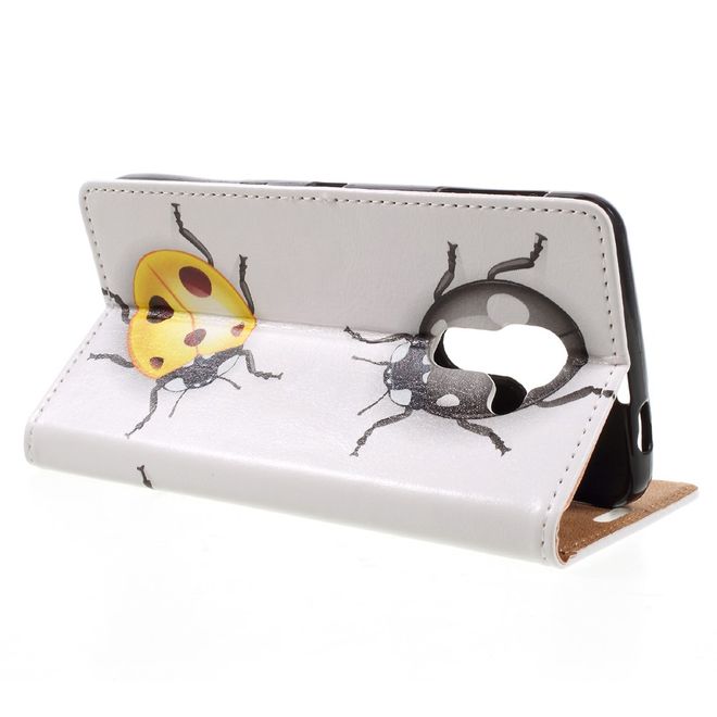 Hülle für BlackBerry DTEK60 - Case aus Leder - farbige Marienkäfer