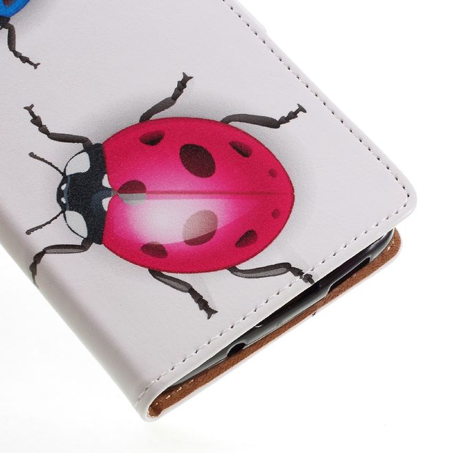 Hülle für BlackBerry DTEK60 - Case aus Leder - farbige Marienkäfer