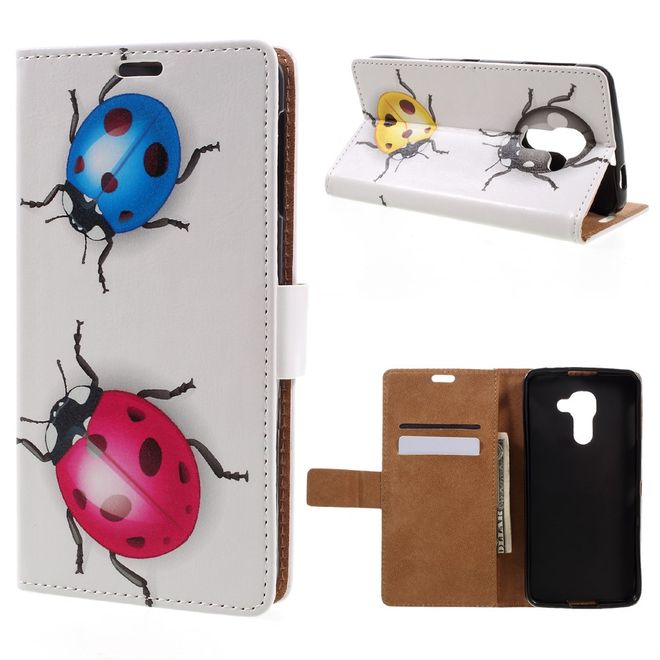 Hülle für BlackBerry DTEK60 - Case aus Leder - farbige Marienkäfer