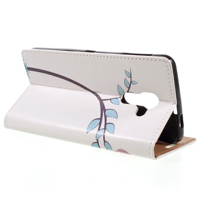 Hülle für BlackBerry DTEK60 - Case aus Leder - zwei Eulen auf einem Ast