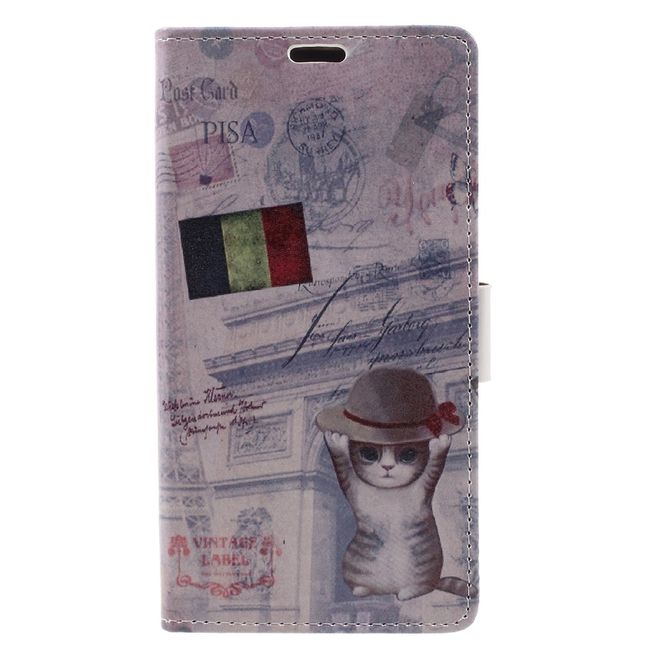 Hülle für BlackBerry DTEK60 - Case aus Leder - Frankreich Flagge und Katze