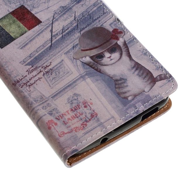 Hülle für BlackBerry DTEK60 - Case aus Leder - Frankreich Flagge und Katze