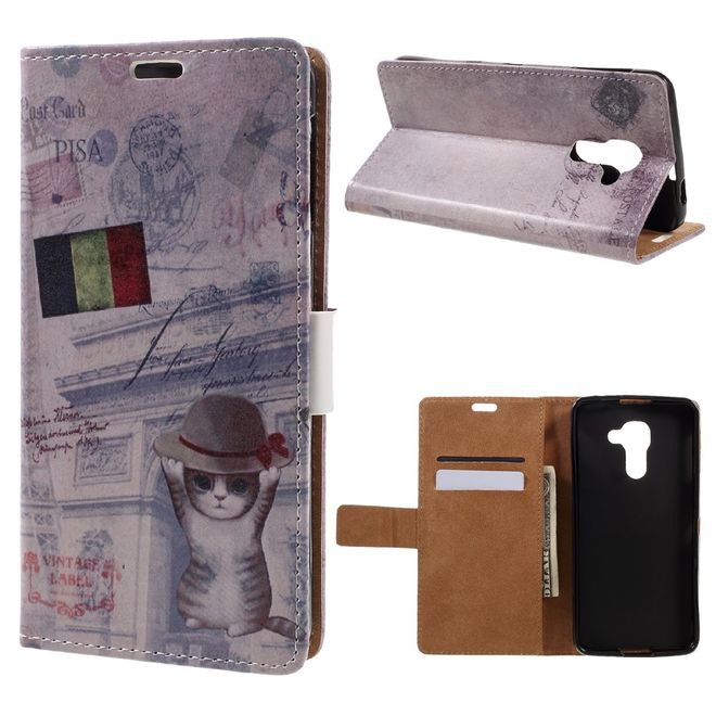 Hülle für BlackBerry DTEK60 - Case aus Leder - Frankreich Flagge und Katze