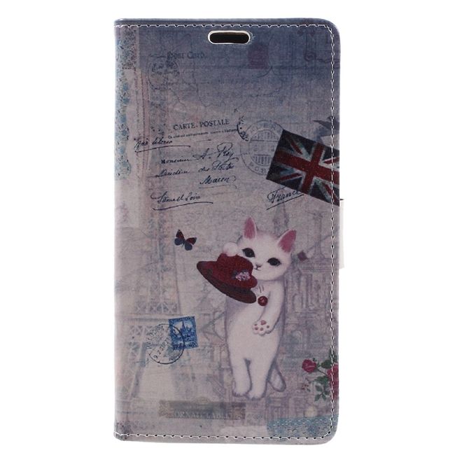 Hülle für BlackBerry DTEK60 - Case aus Leder - England Flagge und Katze