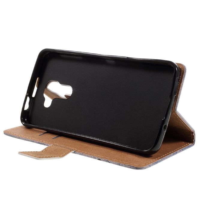 Hülle für BlackBerry DTEK60 - Case aus Leder - USA Flagge und Katze