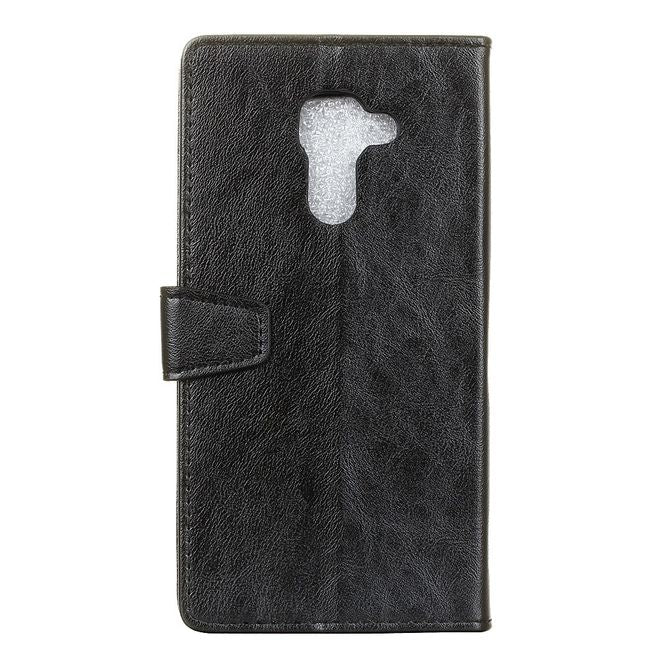 BlackBerry DTEK60 Handy Hülle - Crazy Horse Leder Cover - mit Standfunktion - schwarz