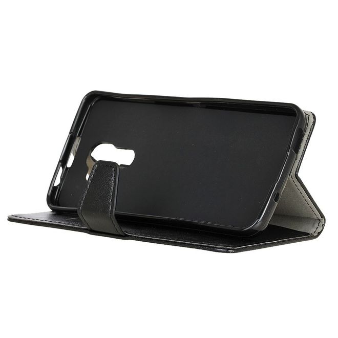 BlackBerry DTEK60 Handy Hülle - Crazy Horse Leder Cover - mit Standfunktion - schwarz