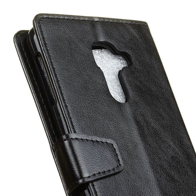 BlackBerry DTEK60 Handy Hülle - Crazy Horse Leder Cover - mit Standfunktion - schwarz