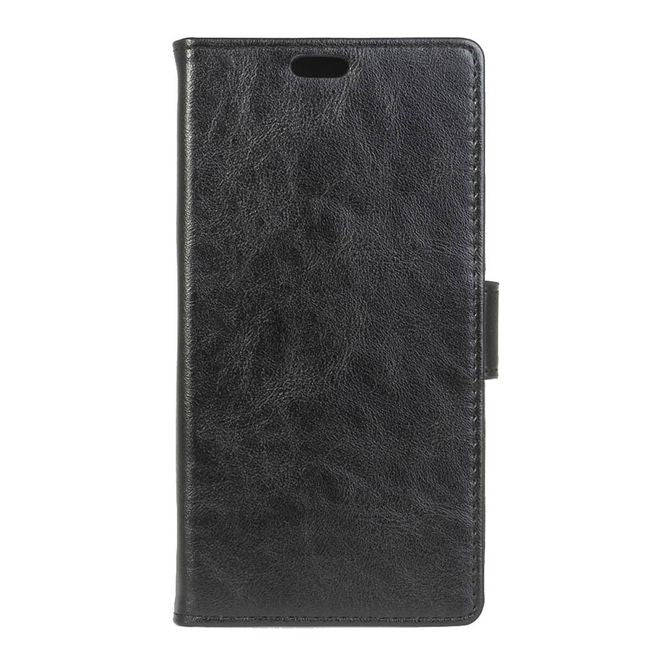 BlackBerry DTEK60 Handy Hülle - Crazy Horse Leder Cover - mit Standfunktion - schwarz