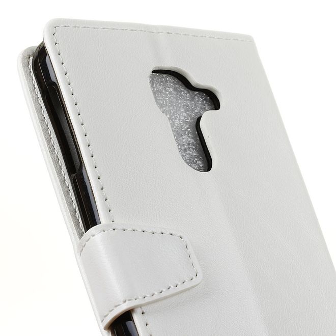 BlackBerry DTEK60 Handy Hülle - Crazy Horse Leder Cover - mit Standfunktion - weiss