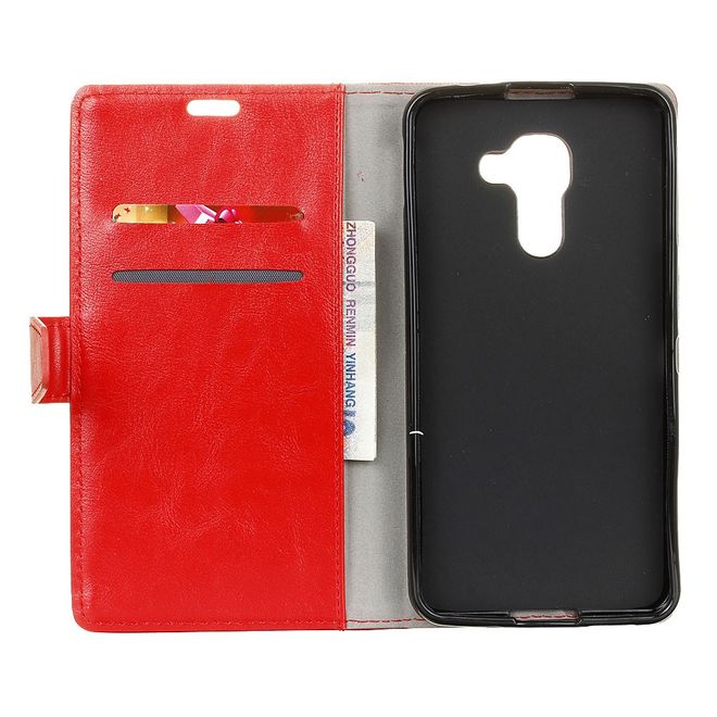 BlackBerry DTEK60 Handy Hülle - Crazy Horse Leder Cover - mit Standfunktion - rot